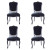 Conjunto 4 Cadeiras Luis Xv de Madeira Cor Preto com Veludo Preto
