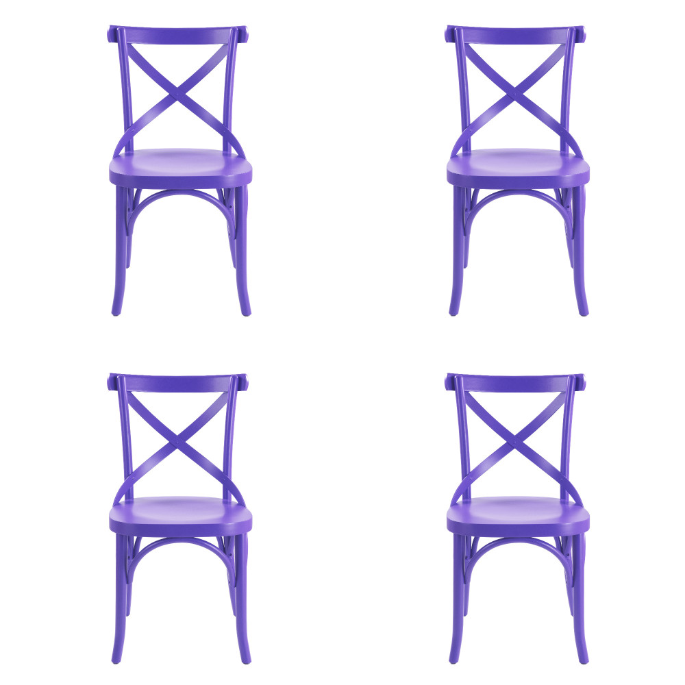 Conjunto 4 Cadeiras com Assento Anatômico e Encosto X Paris Roxo