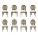 Conjunto 8 Cadeiras Medalhão Pequena Cor Imbuia com Encosto Palha