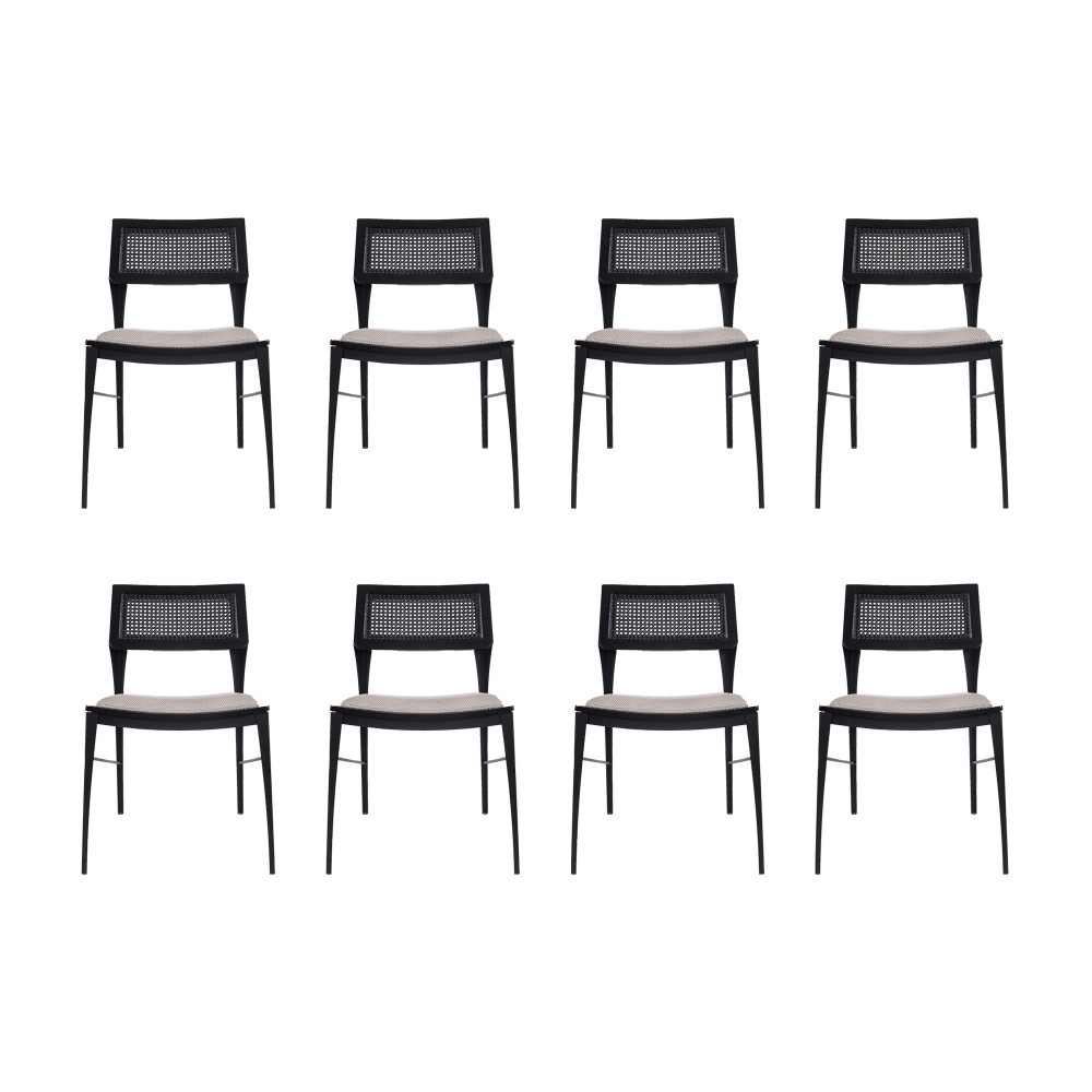 Conjunto 8 Cadeiras Alessa com Encosto Multilaminado com Palhinha