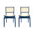 Conjunto 2 Cadeiras de Jantar Cor Azul Assento e Encosto Palhinha