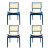 Conjunto 4 Cadeiras de Jantar Cor Azul Assento e Encosto Palhinha