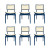 Conjunto 6 Cadeiras de Jantar Cor Azul Assento e Encosto Palhinha