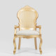 Conjunto 2 Cadeiras Decorativa com Braço Dourado Encosto Palhinha