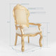 Cadeira Decorativa com Braço Madeira Cor Dourado Encosto Palhinha