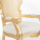 Conjunto 8 Cadeiras Decorativa com Braço Dourado Encosto Palhinha