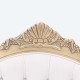 Poltrona Decorativa de Madeira Dourado Envelhecido Tecido Marfim
