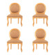 Conjunto 4 Cadeiras Infantis Medalhão Amêndoa Tecido Couro Kaki