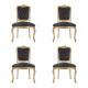 Conjunto 4 Cadeiras Luis Xv Dourado Envelhecido Estofada Veludo