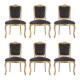 Conjunto 6 Cadeiras Luis Xv Dourado Envelhecido Estofada Veludo