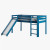 Cama Alta Infantil Madeira Azul com Escorregador 198 X 114 Cm