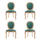Conjunto 4 Cadeiras Medalhão Entalhada Flor Imbuia Tecido Verde