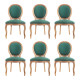 Conjunto 6 Cadeiras Medalhão Entalhada Flor Imbuia Tecido Verde