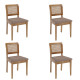 Conjunto 4 Cadeiras de Jantar Cor Amêndoa Assento Estofado Marrom