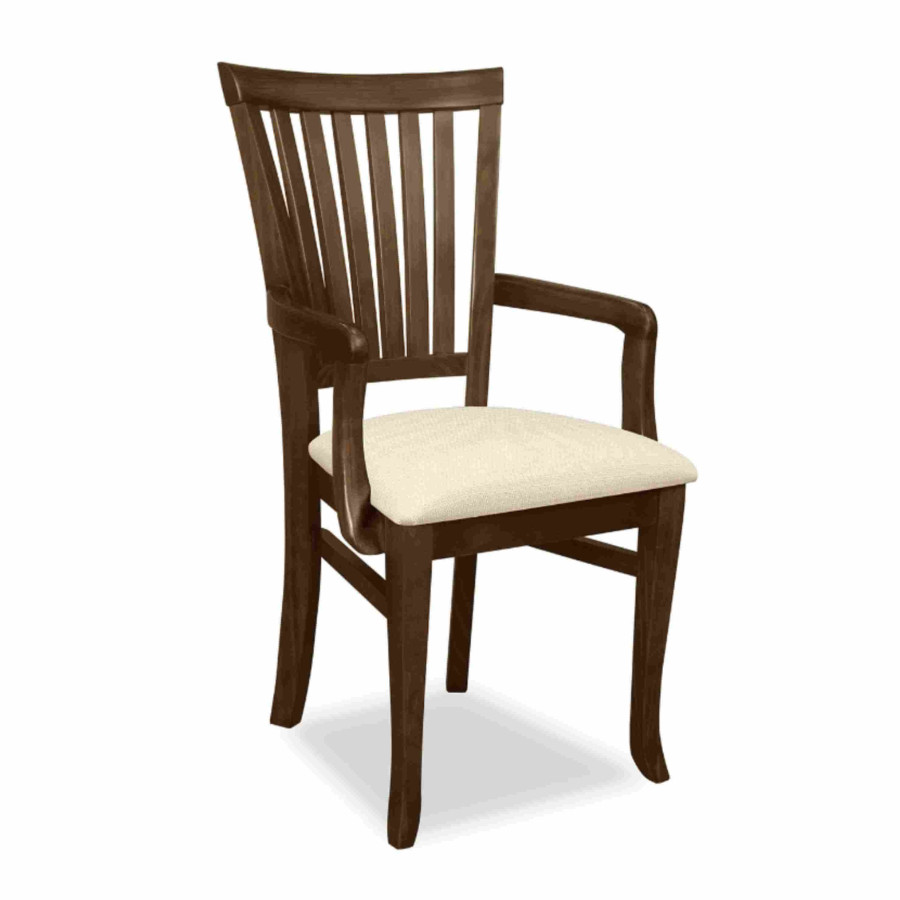 Cadeira de Madeira Estofada com Braço Plaza Capuccino Fosco Tecido Indisponível