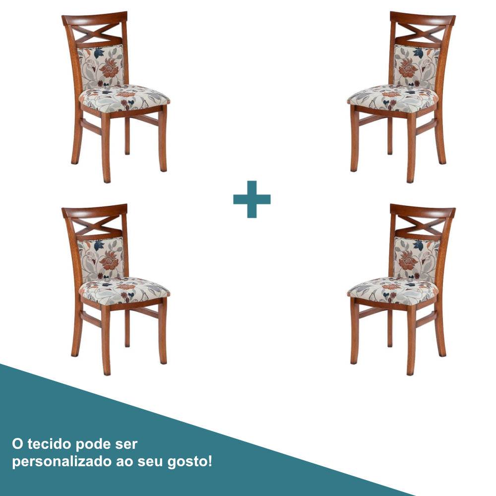 Conjunto 4 Cadeiras de Jantar Copacabana Cor Imbuia Envelhecido