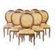 Conjunto 8 Cadeiras Medalhão de Madeira Imbuia Tecido Dourado