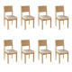 Conjunto 8 Cadeiras de Jantar de Madeira Amêndoa Assento Estofado