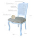 Cadeira Luis Xv Branco Provençal Fosco Encosto Palha com Assento Tecido Linho Listrado Areia Fl 365