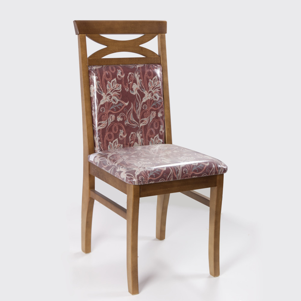 Cadeira de Madeira para Sala de Jantar Cor Amêndoa com Floral