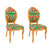 Conjunto 2 Cadeiras Estofada Medalhão Mel Entalhado Tecido Floral