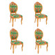 Conjunto 4 Cadeiras Estofada Medalhão Mel Entalhado Tecido Floral