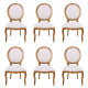 Conjunto 6 Cadeiras Medalhão Amêndoa Encosto Liso Estofado Linho