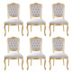 Conjunto 6 Cadeiras Luis Xv Madeira Estofada Dourado com Veludo
